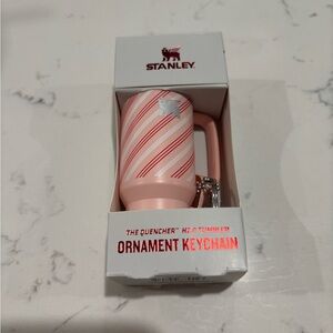 Stanley Pink and White Striped Ornament Keychain
